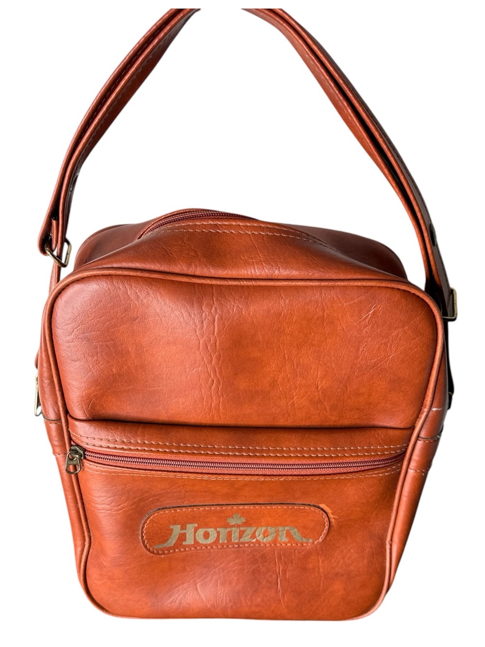 HORIZON Vintage 70’s Rust Vinyl Travel Bag Adjustable Crossbody Strap Canada